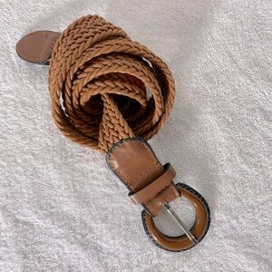 Vintage Brown Woven Belt With Plastic Buckle